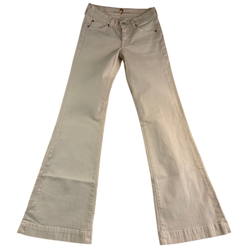 7 For All Mankind by Jerome Dahan Flared Jeans Womens 24x31.5 Beige Denim Cotton